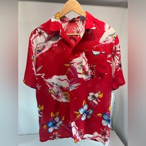 80’s Tropically Yours Red Hawaiian Shirt Floral